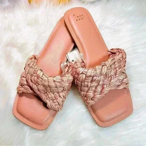 Women’s A New Day Nicolette Raffia Sandals in Pink Size 9 - Picture 1 of 6